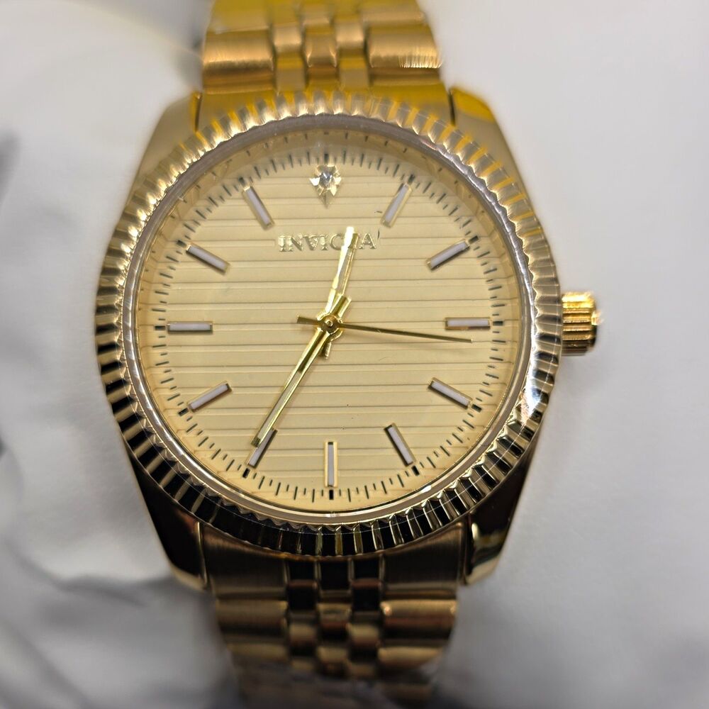 Invicta Quartz Wristwatch 40mm Gold-Tone Stainless Bracelet, Fluted Bezel,69167